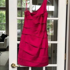 Max and Cleo BCBG  fushia one shoulder dress New
